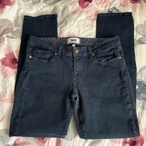 Y2K Paige Skyline Ankle Peg Navy Blue Low Rise Skinny Jeans.